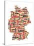 City Text Map of Germany-Michael Tompsett-Stretched Canvas