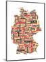 City Text Map of Germany-Michael Tompsett-Mounted Art Print