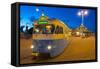 City Trams at Dusk, Drottningtorget, Gothenburg, Sweden, Scandinavia, Europe-Frank Fell-Framed Stretched Canvas