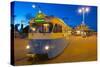 City Trams at Dusk, Drottningtorget, Gothenburg, Sweden, Scandinavia, Europe-Frank Fell-Stretched Canvas