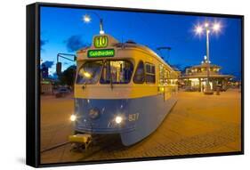 City Trams at Dusk, Drottningtorget, Gothenburg, Sweden, Scandinavia, Europe-Frank Fell-Framed Stretched Canvas
