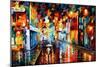 City Under Rain-Leonid Afremov-Mounted Art Print