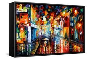 City Under Rain-Leonid Afremov-Framed Stretched Canvas