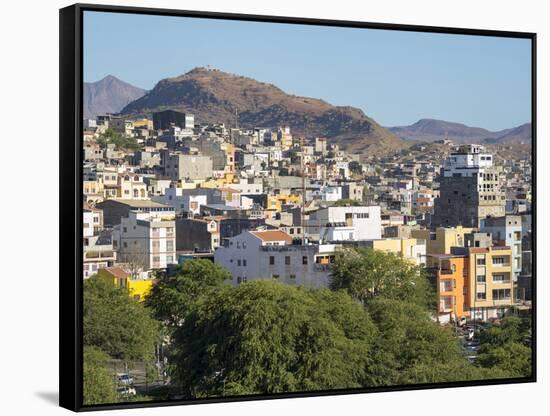 City view from Plato. The capital Praia on the Ilha de Santiago, Cape Verde.-Martin Zwick-Framed Stretched Canvas