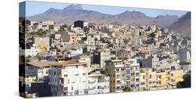 City view from Plato towards the western quarters. The capital Praia on Santiago Island-Martin Zwick-Stretched Canvas
