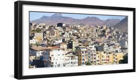 City view from Plato towards the western quarters. The capital Praia on Santiago Island-Martin Zwick-Framed Photographic Print