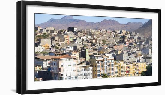 City view from Plato towards the western quarters. The capital Praia on Santiago Island-Martin Zwick-Framed Photographic Print