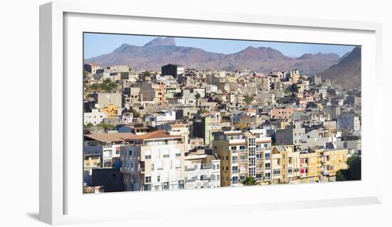 City view from Plato towards the western quarters. The capital Praia on Santiago Island-Martin Zwick-Framed Photographic Print