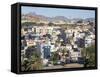 City view from Plato towards the western quarters. The capital Praia on Santiago Island-Martin Zwick-Framed Stretched Canvas