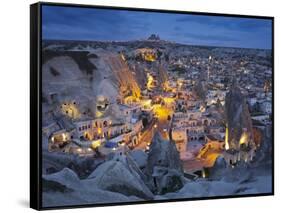 City View of Gšreme by Night, Cappadocia, Anatolia, Turkey-Rainer Mirau-Framed Stretched Canvas