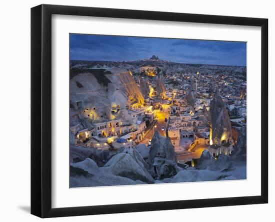 City View of Gšreme by Night, Cappadocia, Anatolia, Turkey-Rainer Mirau-Framed Photographic Print