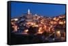 City view of Matera at night, Matera, Basilicata, Italy, Europe-Karen Deakin-Framed Stretched Canvas