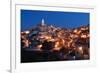 City view of Matera at night, Matera, Basilicata, Italy, Europe-Karen Deakin-Framed Photographic Print