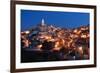 City view of Matera at night, Matera, Basilicata, Italy, Europe-Karen Deakin-Framed Photographic Print