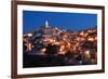 City view of Matera at night, Matera, Basilicata, Italy, Europe-Karen Deakin-Framed Photographic Print