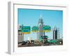 City View of Pensacola, Florida, Skyline from the Highway with Big Road Signs and High Houses-Sonja Filitz-Framed Photographic Print