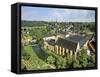 City View of St. Johanneskirche and Abbey Neumuenster, Grund, Luxemburg, Luxembourg-Miva Stock-Framed Stretched Canvas