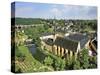 City View of St. Johanneskirche and Abbey Neumuenster, Grund, Luxemburg, Luxembourg-Miva Stock-Stretched Canvas