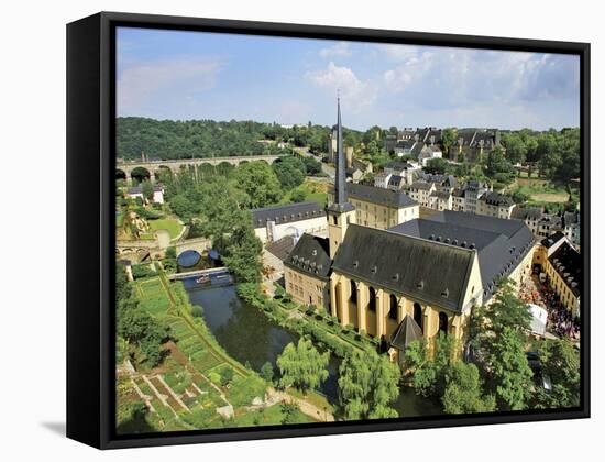 City View of St. Johanneskirche and Abbey Neumuenster, Grund, Luxemburg, Luxembourg-Miva Stock-Framed Stretched Canvas