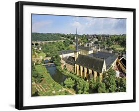 City View of St. Johanneskirche and Abbey Neumuenster, Grund, Luxemburg, Luxembourg-Miva Stock-Framed Photographic Print