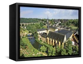 City View of St. Johanneskirche and Abbey Neumuenster, Grund, Luxemburg, Luxembourg-Miva Stock-Framed Stretched Canvas