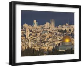 City View with Temple Mount and Dome of the Rock from the Mount of Olives, Jerusalem, Israel-Walter Bibikow-Framed Photographic Print