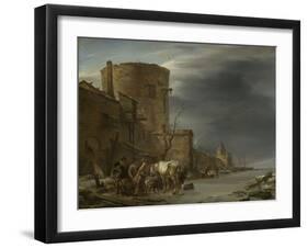 City Wall of Haarlem in the Winter-Nicolaes Pietersz. Berchem-Framed Art Print