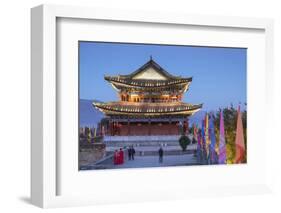 City Walls and South Gate at dusk, Dali, Yunnan, China-Ian Trower-Framed Photographic Print