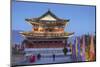 City Walls and South Gate at dusk, Dali, Yunnan, China-Ian Trower-Mounted Photographic Print