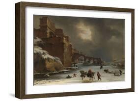 City Walls in Winter, C.1650-70 (Oil on Canvas)-Willem Schellinks-Framed Giclee Print