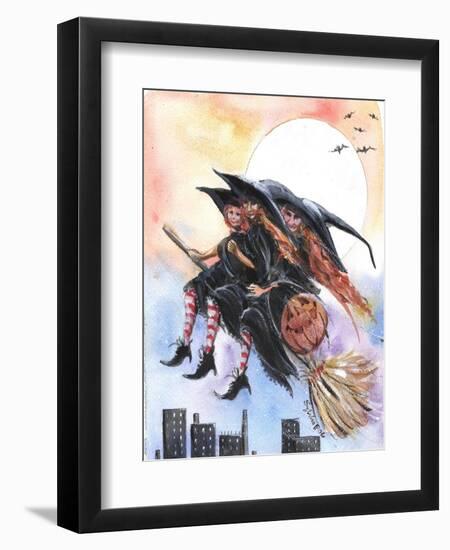 City Witches Halloween-sylvia pimental-Framed Art Print