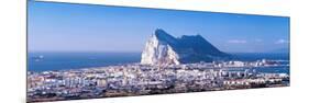 City with a Cliff in the Background, Rock of Gibraltar, Gibraltar, Spain-null-Mounted Photographic Print