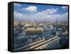 City with Eiffel Tower in Distance, Paris, France, Europe-Angelo Cavalli-Framed Stretched Canvas
