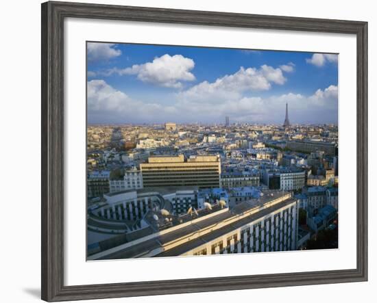 City with Eiffel Tower in Distance, Paris, France, Europe-Angelo Cavalli-Framed Photographic Print