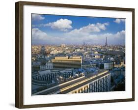 City with Eiffel Tower in Distance, Paris, France, Europe-Angelo Cavalli-Framed Photographic Print