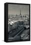 City with Eiffel Tower in the Background Viewed from Notre Dame Cathedral, Paris, Ile-De-France-null-Framed Stretched Canvas