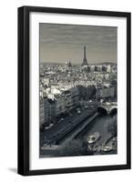 City with Eiffel Tower in the Background Viewed from Notre Dame Cathedral, Paris, Ile-De-France-null-Framed Premium Photographic Print