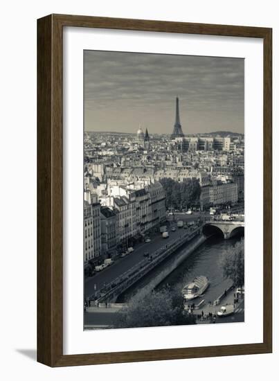 City with Eiffel Tower in the Background Viewed from Notre Dame Cathedral, Paris, Ile-De-France-null-Framed Photographic Print