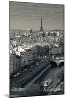 City with Eiffel Tower in the Background Viewed from Notre Dame Cathedral, Paris, Ile-De-France-null-Mounted Photographic Print