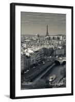 City with Eiffel Tower in the Background Viewed from Notre Dame Cathedral, Paris, Ile-De-France-null-Framed Photographic Print