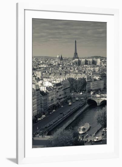 City with Eiffel Tower in the Background Viewed from Notre Dame Cathedral, Paris, Ile-De-France-null-Framed Photographic Print