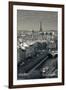 City with Eiffel Tower in the Background Viewed from Notre Dame Cathedral, Paris, Ile-De-France-null-Framed Photographic Print