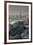 City with Eiffel Tower in the Background Viewed from Notre Dame Cathedral, Paris, Ile-De-France-null-Framed Photographic Print