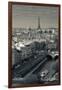 City with Eiffel Tower in the Background Viewed from Notre Dame Cathedral, Paris, Ile-De-France-null-Framed Photographic Print