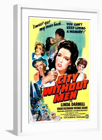 City Without Men, US poster, Linda Darnell, 1943-null-Framed Art Print