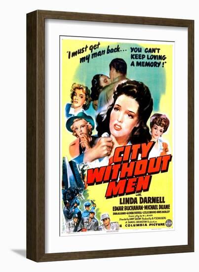 City Without Men, US poster, Linda Darnell, 1943-null-Framed Art Print