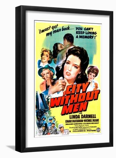 City Without Men, US poster, Linda Darnell, 1943-null-Framed Art Print