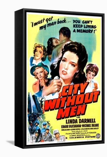 City Without Men, US poster, Linda Darnell, 1943-null-Framed Stretched Canvas