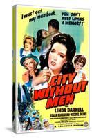 City Without Men, US poster, Linda Darnell, 1943-null-Stretched Canvas