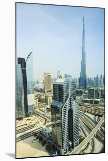 Cityscape and Burj Khalifa, Dubai, United Arab Emirates, Middle East-Amanda Hall-Mounted Photographic Print